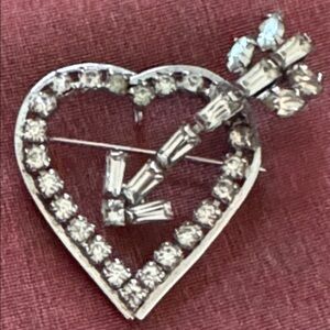 Phyllis Sterling Heart & Arrow Rhinestones Vintage Brooch and Pendant